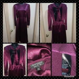 Topshop Shimmer Satin Open Back Midi Dress SZ 2